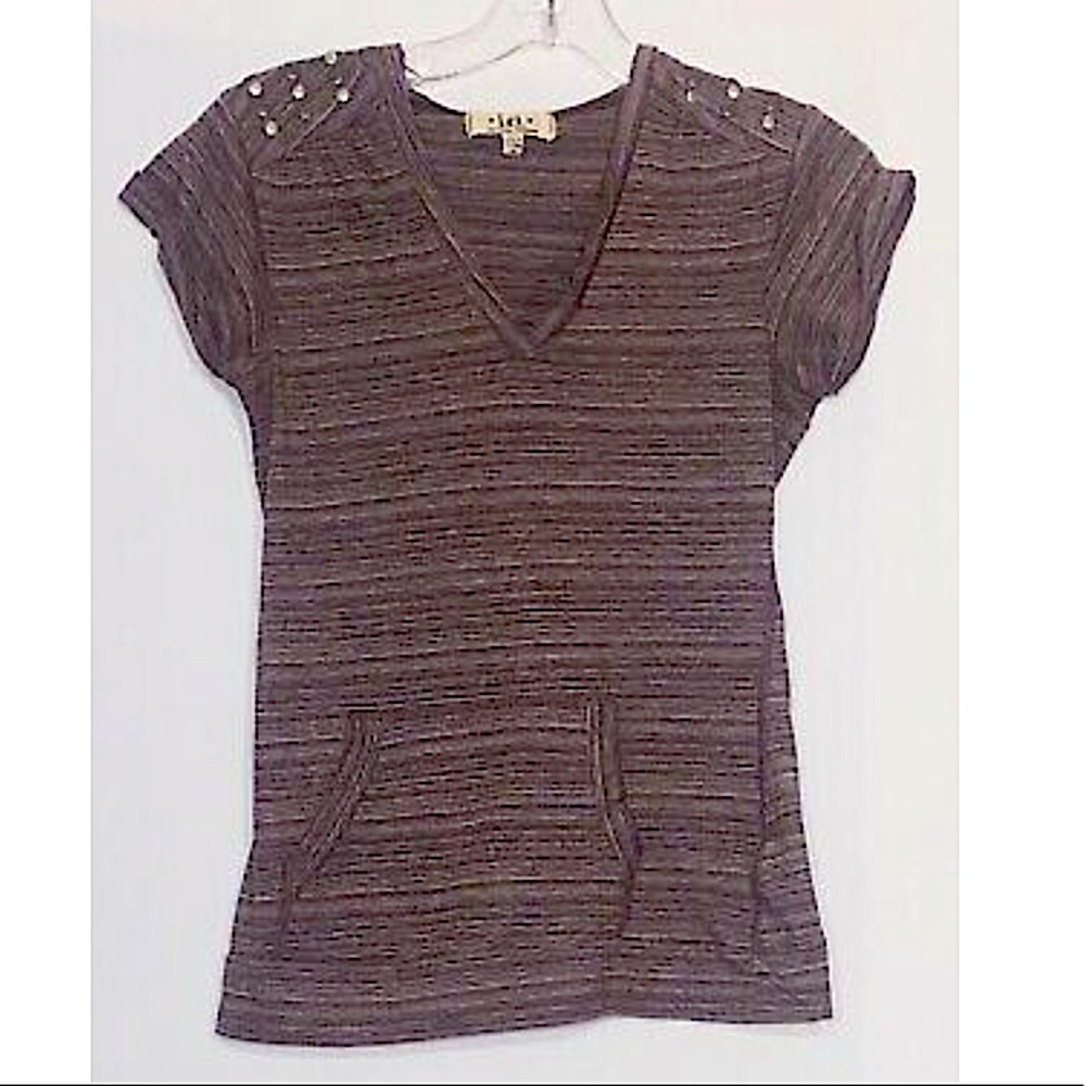 L.E.I. Womens Striped Shirt, Hood, Burgundy sizeXL